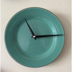 Plate Clock - Turquiose Vintage Dinner Plate Clock - 8.5” w black tapered hands